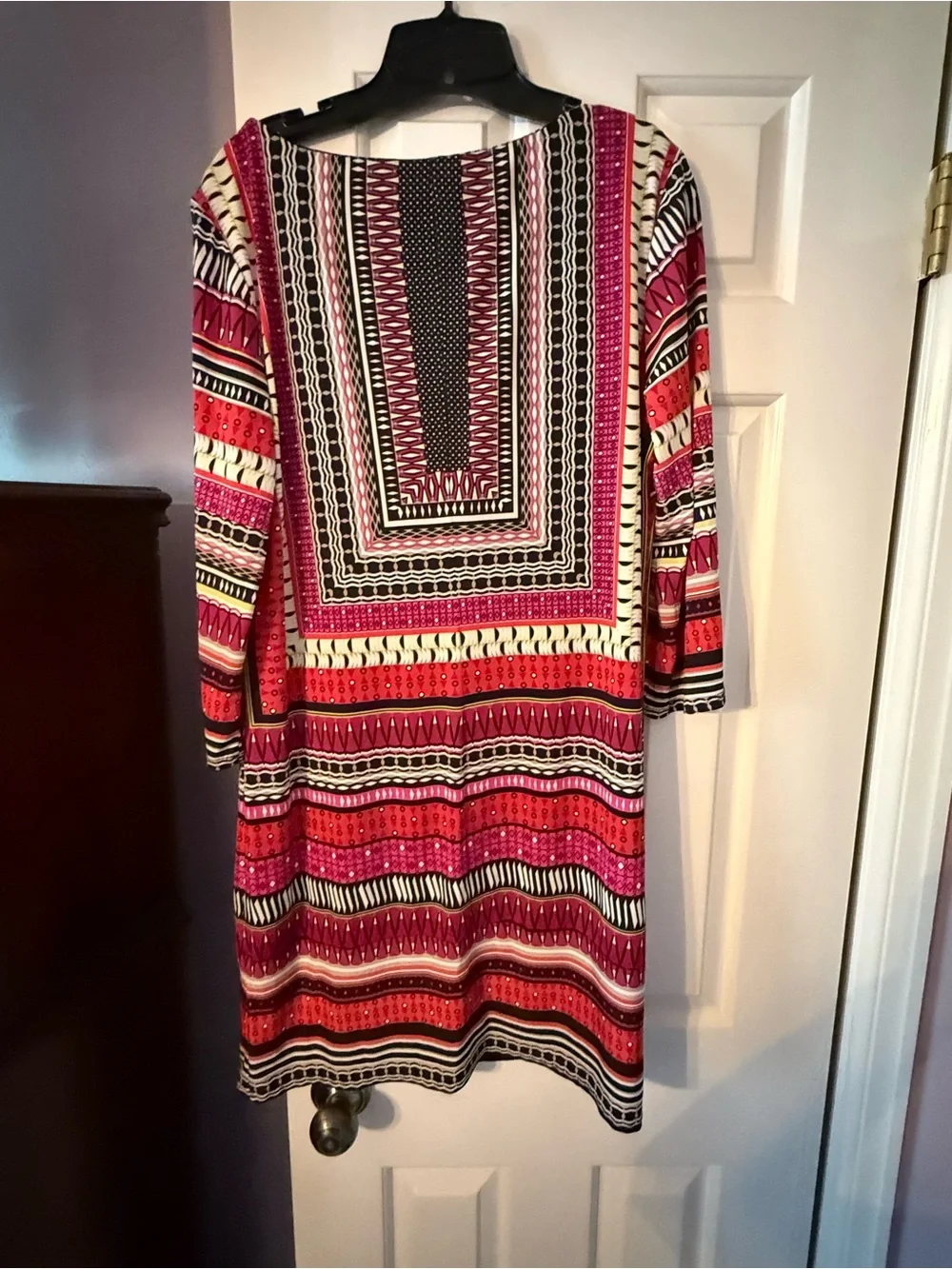 Laundry By Shelli Segal Pink, Red & Black Printed Shift Dress Size L